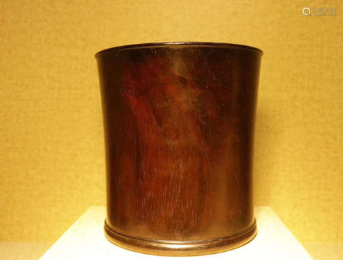 18TH CENTURY, A RED SANDALWOOD BRUSH POT, MIDDLE QING DYNASTY
