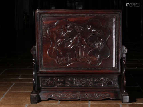 1912-1949, A SANTOS ROSEWOOD TABLE SCREEN, THE REPUBLIC OF CHINA