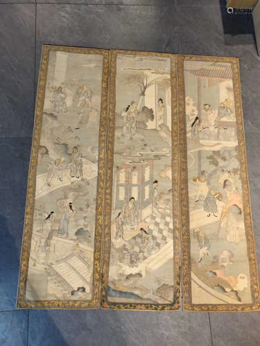 17-19TH CENTURY, A SET OF STORY DESIGN SILK PAINTINGS, QING DYNASTY
