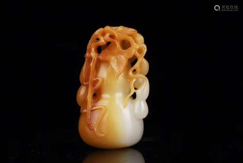 1949-1966, A GOURD DESIGN SUGAR-COLOR HETIAN JADE ORNAMENT, CHUANGHUI PERIOD