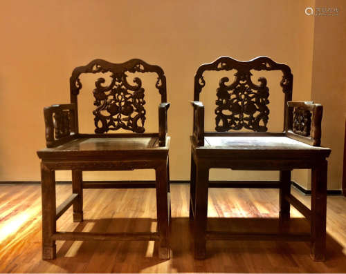 A PAIR OF OLD WOOD CHAIRS
