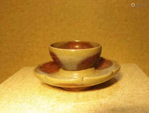 10-11TH CENTURY, A SET OF JUN KILN TEA CUP&PLATE, NORTHERN SONG DYNASTY