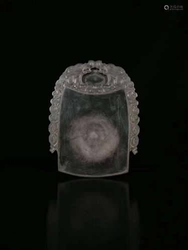 17-19TH CENTURY, AN IMITATION BRONZE BELL PATTERN INKSTONE, QING DYNASTY