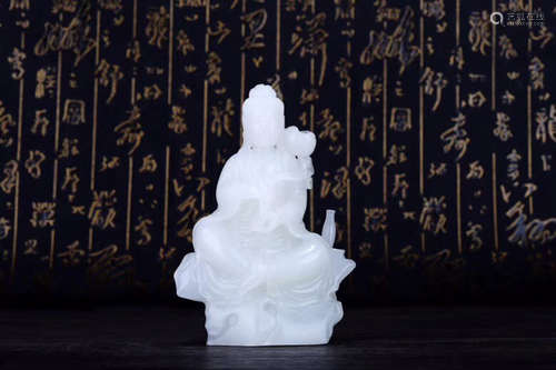 1949-1966, A HETAIN JADE GUANYIN STATUE