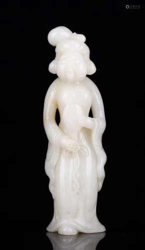 1949-1966, A CHINESE TRADITIONAL MAID DESIGN HETIAN JADE ORNAMENT, CHUANGHUI PERIOD