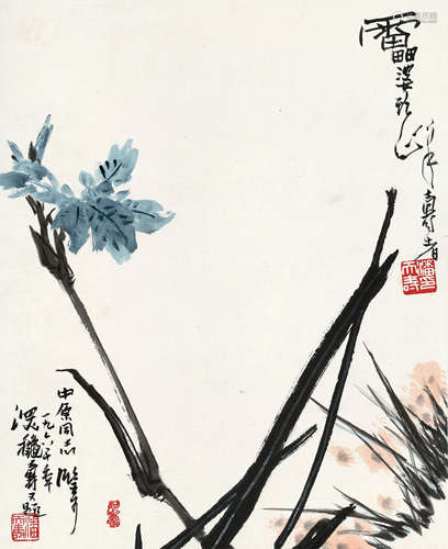 潘天寿（1886～1971） 山花烂漫 立轴 设色纸本