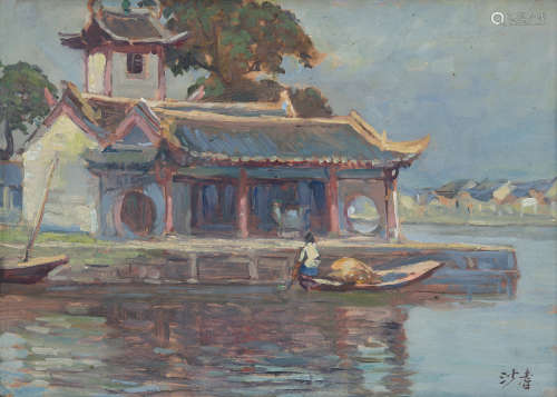 沙耆（1914～2005） 风景 木板 油画