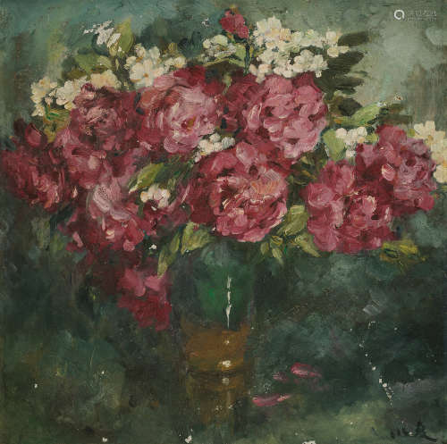 费以复（1913～1982） 静物花卉 木板 油画