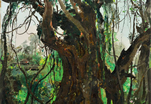 吴冠中（1919～2010） 1978年作 西双版纳榕树 布面 油画