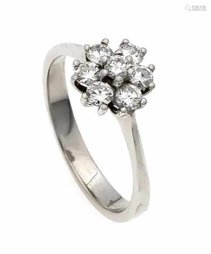 Brillant-Ring WG 750/000 mit 7 Brillanten, zus. 0,45 ct W/SI, RG 54, 3,2 gBrilliant ring WG 750/
