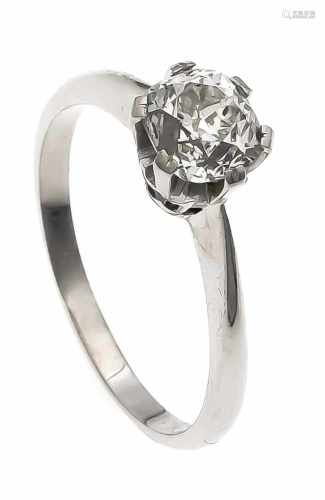 Altschliff-Diamant-Ring Platin mit einem kissenförmigen Altschliff-Diamanten 1,20 ctl.get.Weiß (I-