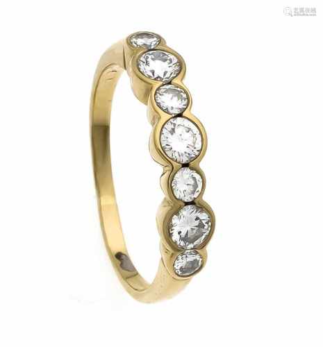 Brillant-Ring 750/000 mit 7 Brillanten, zus. 0,65 ct W/VS, RG 54, 3,1 gBrillant ring 750/000 with