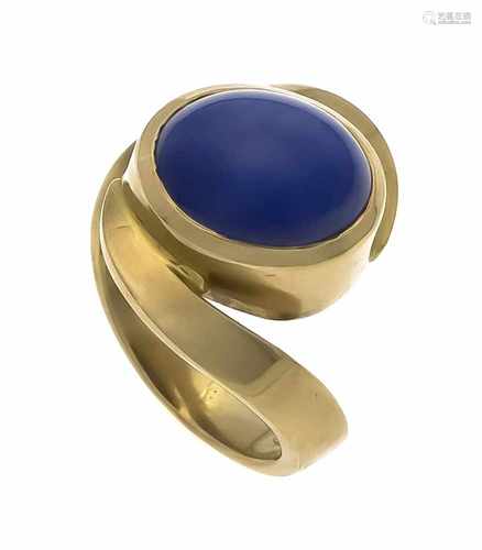 Sternsaphir-Ring GG 750/000 mit einem ovalen Sternsaphir-Cabochon 10 x 8,5 mm mit einemsehr gut