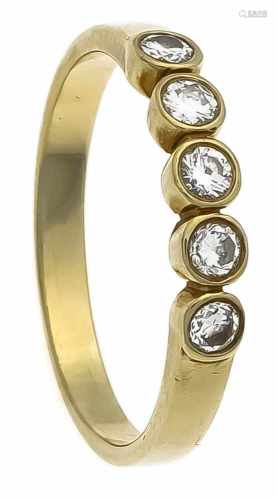 Brillant-Ring GG 585/000 mit 5 Brillanten, zus. 0,25 ct W/SI, RG 57, 2,7 gBrilliant ring GG 585/