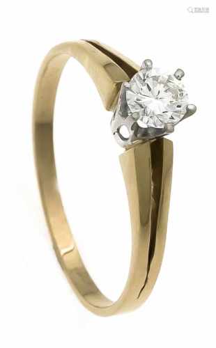 Brillant-Ring GG/WG 750/000 mit einem Brillanten 0,37 ct TW/VS, RG 60, 2,8 gBrilliant ring GG / WG