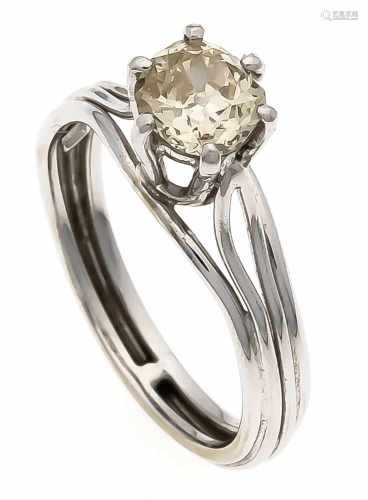 Altschliff-Diamant-Ring WG 750/000 mit einem Altschliff-Diamanten 0,85 ct getönt 1-2(N-O)/VVS-VS, RG