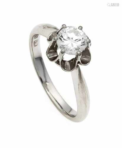 Brillant-Ring WG 750/000 mit einem Brillanten 0,82 ct l.get.W-W/SI-P1, RG 54, 4,3 gBrillant ring