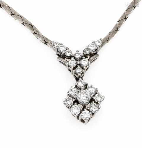 Brillant-Collier WG 585/000 mit einem Brillanten 0,20 ct und 18 Brillanten, zus. 0,80 ct,zus. 1,0 ct