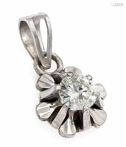 Brillant-Anhänger WG 585/000 mit einem Brillanten 0,34 ct W/PI, L. 16 mm, 1,2 gBrillant pendant WG