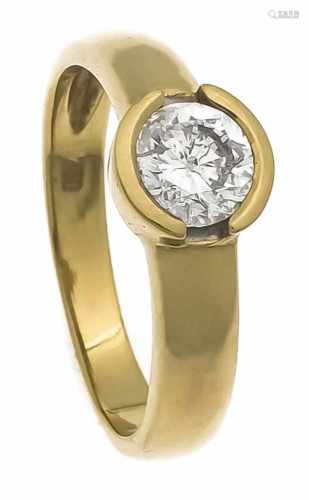 Altschliff- Diamant-Ring GG 750/000 mit einem Altschliff-Diamanten, 0,70 ct W/PI, RG 52,4,0 gOld-cut