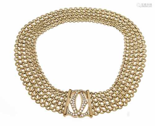 Cartier Brillant-Collier GG 750/000 mit Brillanten, zus. 3,0 ct TW/VS, mit Steckschließe,L. 40 cm,