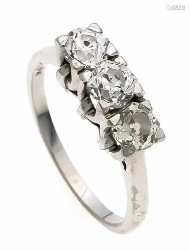 Altschliff-Diamant-Ring WG 750/000 mit 3 Altschliff-Diamanten, zus. 1,62 ct l.get.W(I-J)/SI-P1, RG