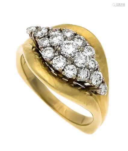 Brillant-Ring GG/WG 750/000 mit 17 Brillanten, zus. 1,0 ct TW/IF-VVS, RG 56, 8,3 gBrilliant ring