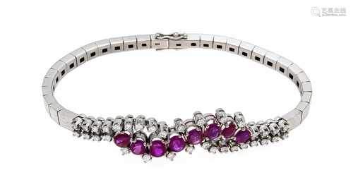 Rubin-Brillant-Armband WG 585/000 mit 8 oval fac. Rubinen 5 x 4 mm in guter Farbe und