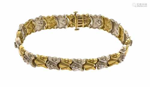 Brillant-Armband GG/WG 585/000 mit 36 Brillanten, zus. 0,75 ct W/PI, Kastenschließe, L.18,6 cm, 21,6