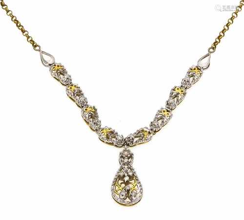 Brillant-Collier GG/WG 750/000 mit 16 Brillanten, zus. 0,20 ct W/SI-PI, mit Federring, L.43,5 cm,