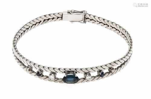 Saphir-Brillant-Armband WG 585/000 mit einem oval fac. Saphir 7,9 x 5,2 mm in sehr guterFarbe und