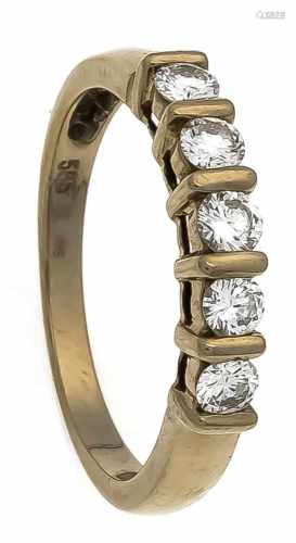 Brillant-Ring GG 585/000 mit 5 Brillanten, zus. 0,45 ct TW/VS, RG 55, 3,0 gBrillant ring GG 585/