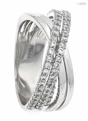 Brillant-Ring WG 750/000 mit Brillanten, zus. 0,60 ct l.get.W.-W/SI-PI, RG 53, 9,7 gBrilliant ring