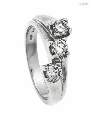 Brillant-Ring WG 750/000 mit 3 Brillanten, zus. 0,70 ct get.W/PI, RG 55, 6,5 gBrillant ring WG 750/