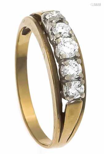Brillant-Ring GG/WG 585/000 mit 5 Brillanten, zus. 0,40 ct TW-/VS-SI, RG 59, 3,8 gBrillant ring GG /
