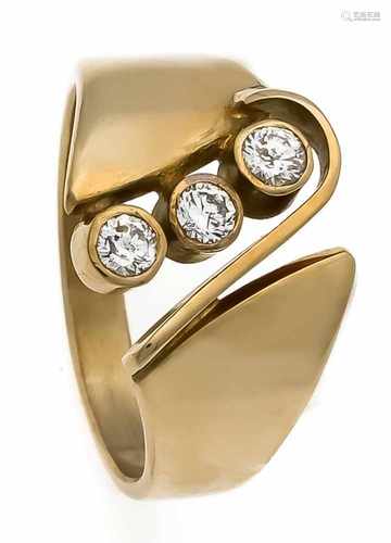 Brillant-Ring GG 585/000 mit 3 Brillanten, zus. 0,30 ct W/SI-PI, RG 56, 6,1 gBrillant ring GG 585/