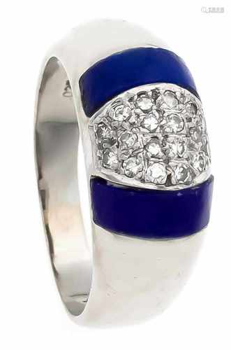 Lapislazuli-Diamant-Ring WG 585/000 mit 18 Diamanten, zus. 0,25 ct W/SI und 2Lapislazuliplatten 9