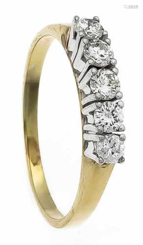 Brillant-Ring GG/WG 585/000 mit 5 Brillanten, zus. 0,50 ct W/SI-PI, RG 55, 2,7 gBrilliant ring