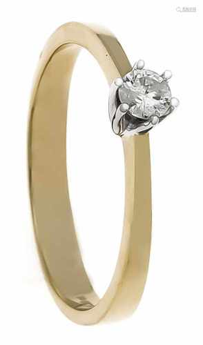 Brillant-Ring GG/WG 585/000 mit einem Brillanten, 0,20 ct W/PI, RG 58, 2,6 gBrillant ring GG / WG