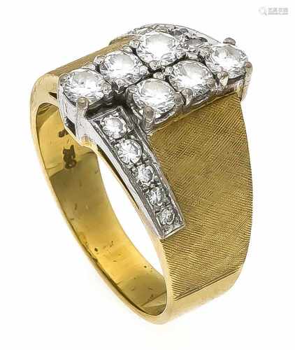 Brillant-Ring GG/WG 750/000 mit 6 Brillanten, zus. 0,85 ct und 10 Diamanten, zus. 0,20 ctW/VVS, RG