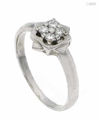 Brillant-Ring WG 750/000 mit 4 Brillanten, zus. 0,12 ct TW/VS-SI, RG 52, 2,5 gBrillant ring WG 750/