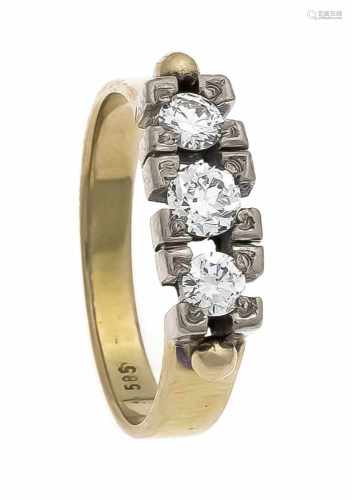 Brillant-Ring GG/WG 585/000 mit 3 Brillanten, zus. 0,45 ct W/VS-SI, RG 56, 4,2 gBrillant ring GG /