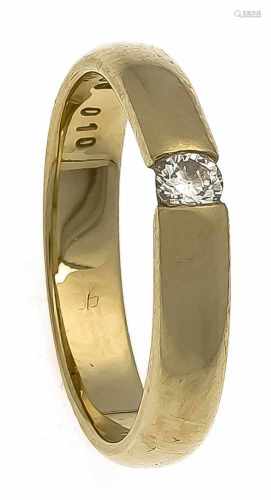 Brillant-Ring GG 750/000 mit einem Brillanten 0,10 ct get./SI, RG 53, 3,9 gBrillant Ring GG 750/
