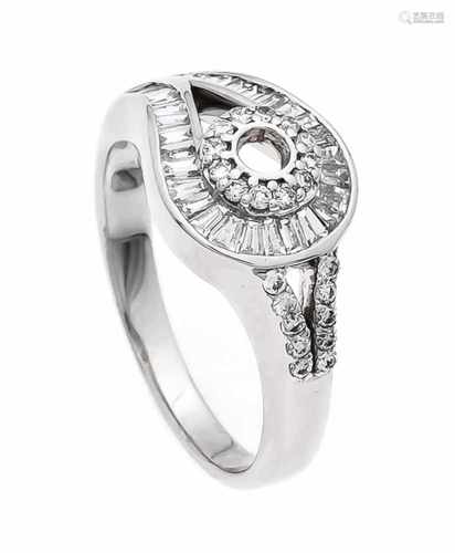 Brillant-Ring WG 750/000 mit Brillanten, zus. 0,18 ct W/VS und Diamantbaguettes, zus. 0,57ct W/VS,