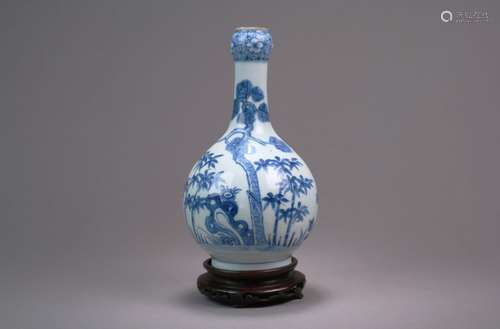 A Chinese Blue and White Garlic Head Vase