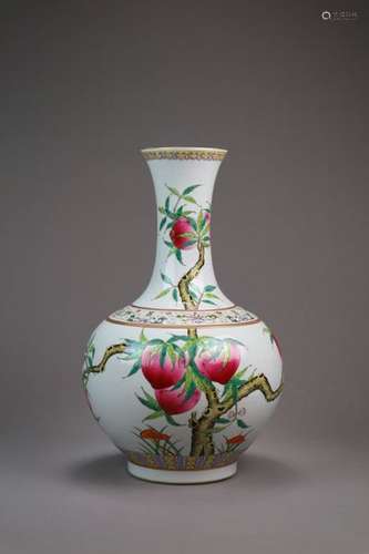 A Chinese 'Nine Peaches' Bottle Vase, Guangxu