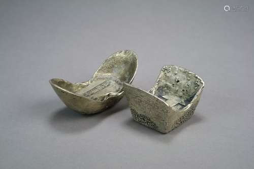 Two Chinese Sycee Silver Ingots