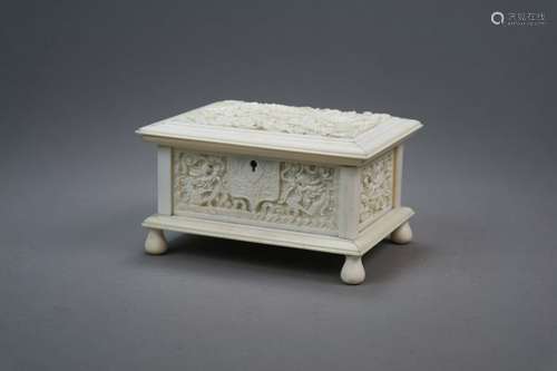 A Chinese Canton Carved Ivory Box