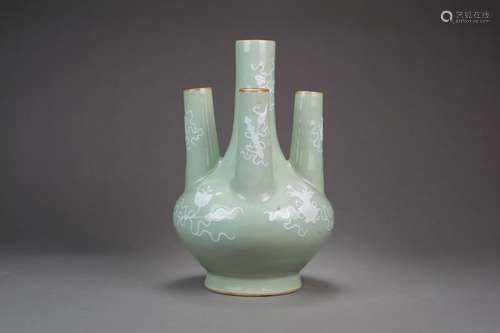 A Rare Chinese Celadon Five-Spouted Vase