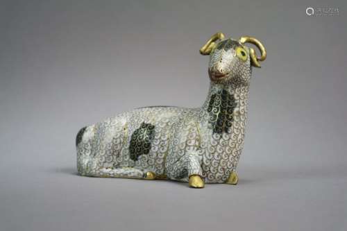 A Chinese Cloisonné Figure of a Ram